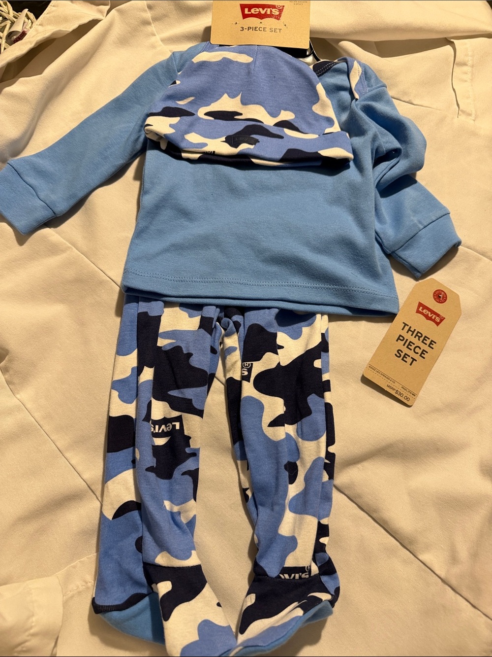 Levi's Blue & Navy Camo Baby 3-Piece Set
